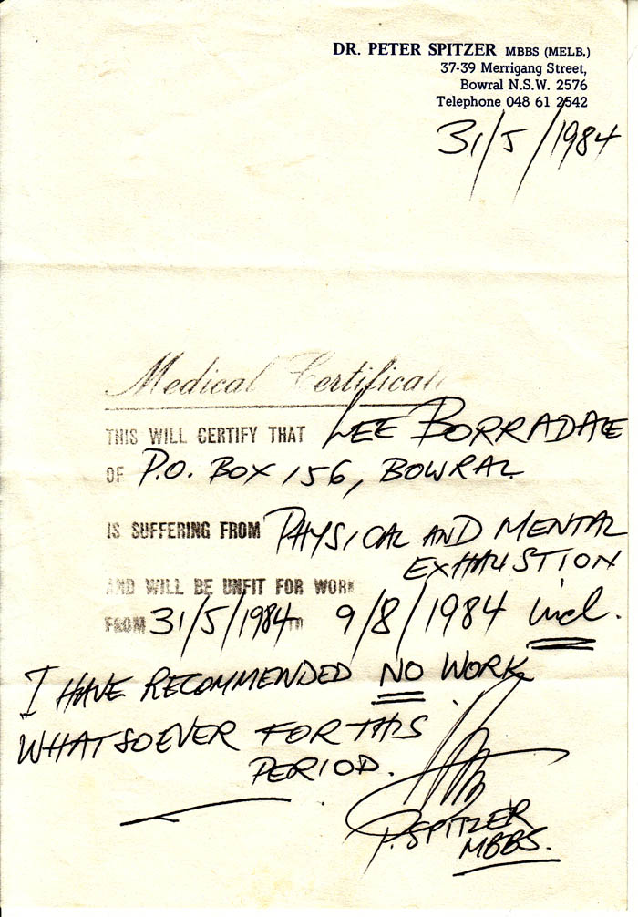 Medical Certificate 31 5 84SM